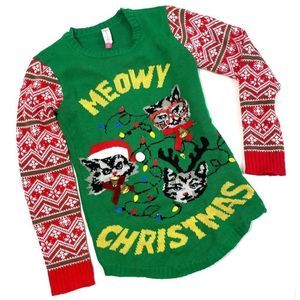Meowy Christmas Cat Ugly Christmas Sweater